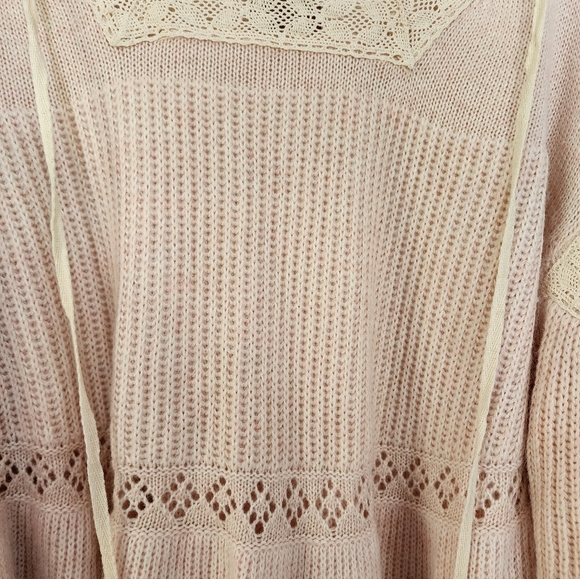 Pol Oversized Pink Babydoll Sweater Size Small Knit Lace Feminine Romantic - Picture 8 of 11
